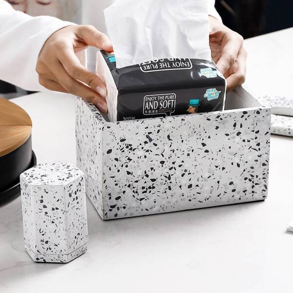 ขาย ที่ใส่กระดาษทิชชู่ตั้งโต๊ะลายหินขัด Terrazzo Tissue Box