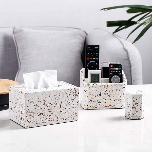 ขาย ที่ใส่กระดาษทิชชู่ตั้งโต๊ะลายหินขัด Terrazzo Tissue Box