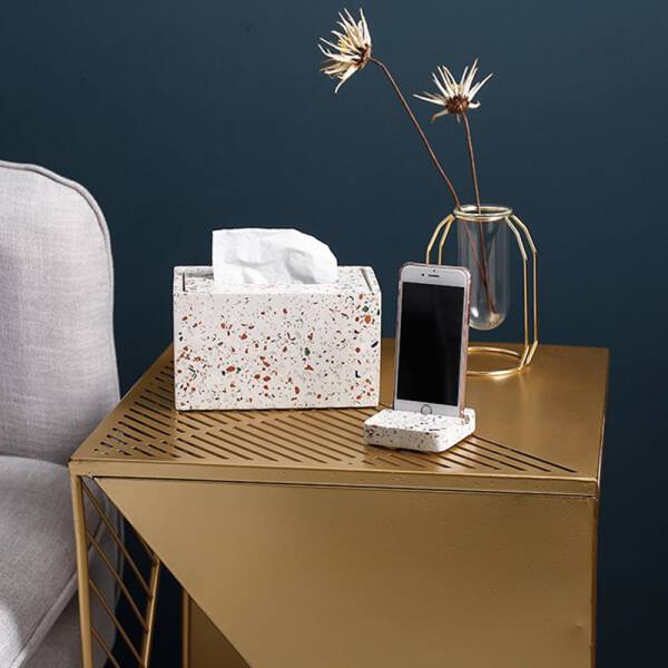 ขาย ที่ใส่กระดาษทิชชู่ตั้งโต๊ะลายหินขัด Terrazzo Tissue Box