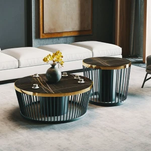 ขาย ชุดโต๊ะกลางท็อปหินอ่อน ชุดโต๊ะกลางท็อปหินอ่อน - Nordic Luxury Circle Coffee Table Set