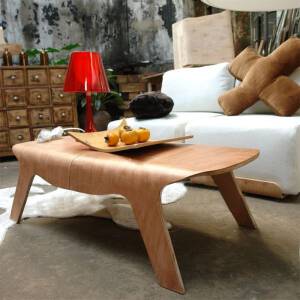 ขาย โต๊ะกลางสำหรับแต่งบ้านสไตล์มินิมอล Creative Curved Wooden Coffee Table II ลดราคา