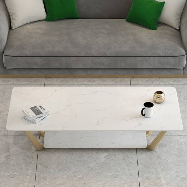 ขาย โต๊ะกลางยาวลายหินอ่อนสองชั้น Premium Circle Marble Coffee Table Set V ราคา