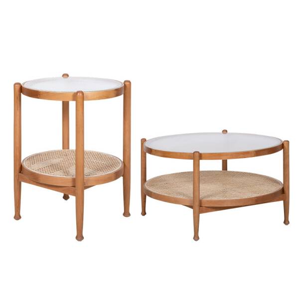 ขาย ชุดโต๊ะห้องรับแขก Double Round Natural Rattan Table