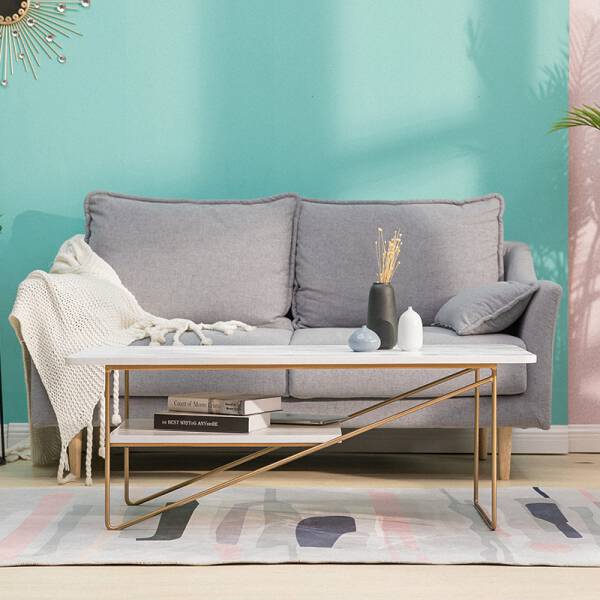 ขาย โต๊ะกลางลายหินอ่อนสองชั้น 2 Layers Marble Coffee Table II