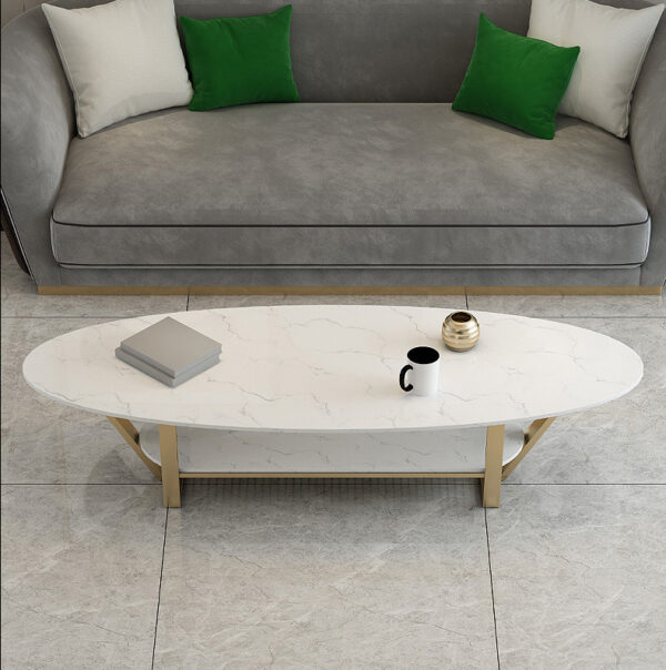 ขาย โต๊ะกลางยาวลายหินอ่อนสองชั้น 2 Layers Oval Coffee Table