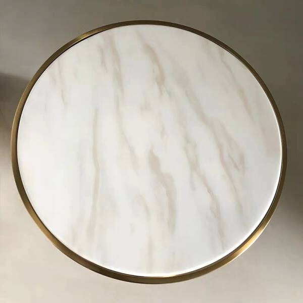 ขาย โต๊ะข้างเตียง โต๊ะข้างโซฟา ท็อปหินอ่อน ขาสแตนเลส Circle Designed Side Table