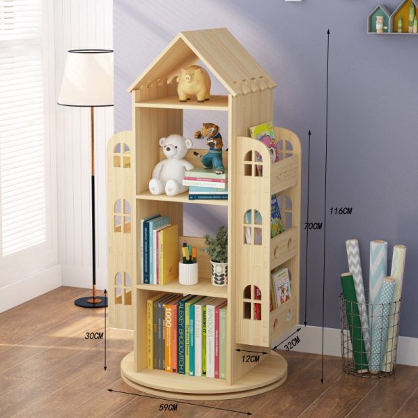 ขาย ชั้นเก็บหนังสือตั้งพื้นหมุนได้ 360 องศา Wooden Rotating BookShelf