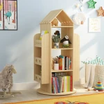 ขาย ชั้นเก็บหนังสือตั้งพื้นหมุนได้ 360 องศา Wooden Rotating BookShelf