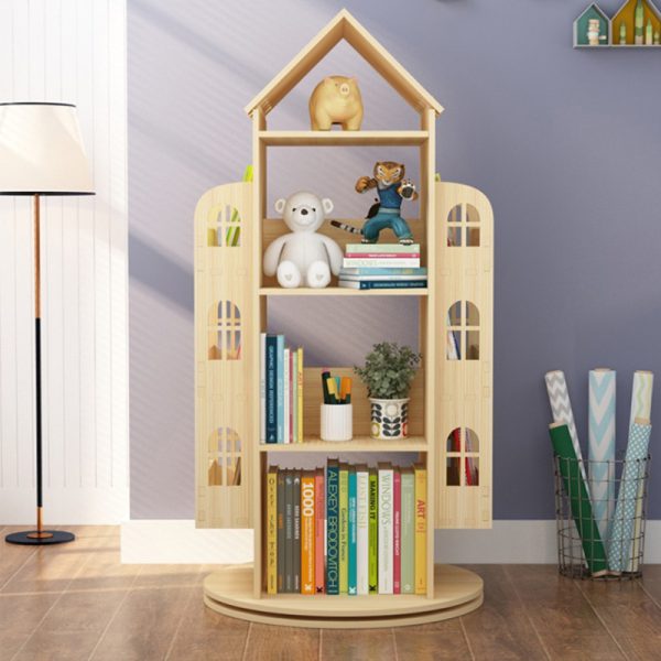 ขาย ชั้นเก็บหนังสือตั้งพื้นหมุนได้ 360 องศา Wooden Rotating BookShelf