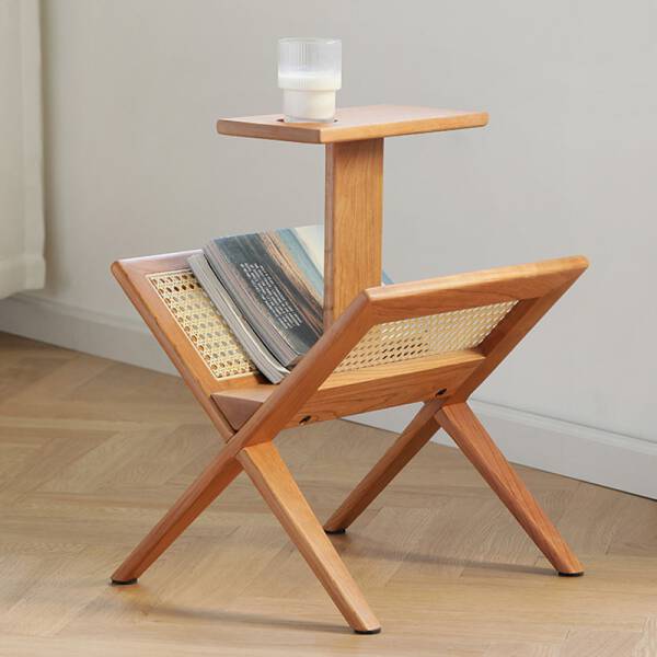 ขาย โต๊ะข้างพร้อมชั้นวางหนังสือ Wooden Magazine Rack