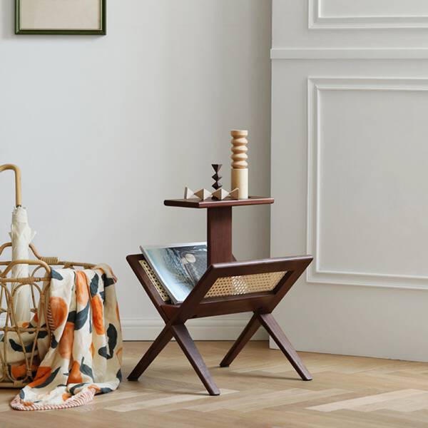 ขาย โต๊ะข้างพร้อมชั้นวางหนังสือ Wooden Magazine Rack