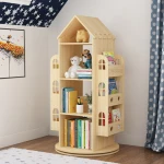 ขาย ชั้นเก็บหนังสือตั้งพื้นหมุนได้ 360 องศา Wooden Rotating BookShelf