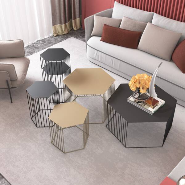 ขาย โต๊ะกลางหกเหลี่ยม Steel Hexagon Coffee Table