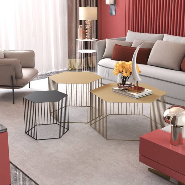 ขาย โต๊ะกลางหกเหลี่ยม Steel Hexagon Coffee Table