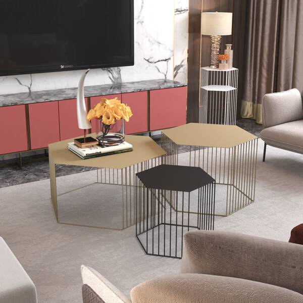ขาย โต๊ะกลางหกเหลี่ยม Steel Hexagon Coffee Table