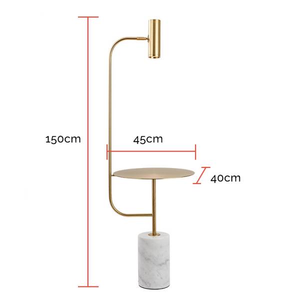 โต๊ะข้างโคมไฟตั้งพื้น - Marble Side Table Lamp - Image 7