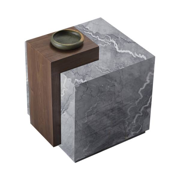 ขาย โต๊ะข้างไม้และหินอ่อน Marble Wood Side Table