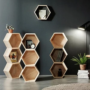 ขาย ชั้นวางของไม้อเนกประสงค์ทรงหกเหลี่ยม Hexagon Decorating Box