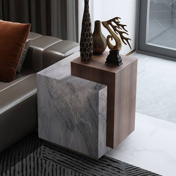 ขาย โต๊ะข้างไม้และหินอ่อน Marble Wood Side Table