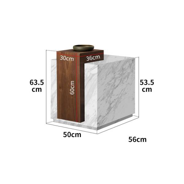 ขาย โต๊ะข้างไม้และหินอ่อน Marble Wood Side Table
