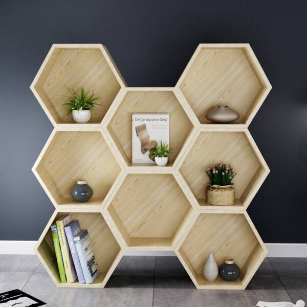 ขาย ชั้นวางของไม้อเนกประสงค์ทรงหกเหลี่ยม Hexagon Decorating Box