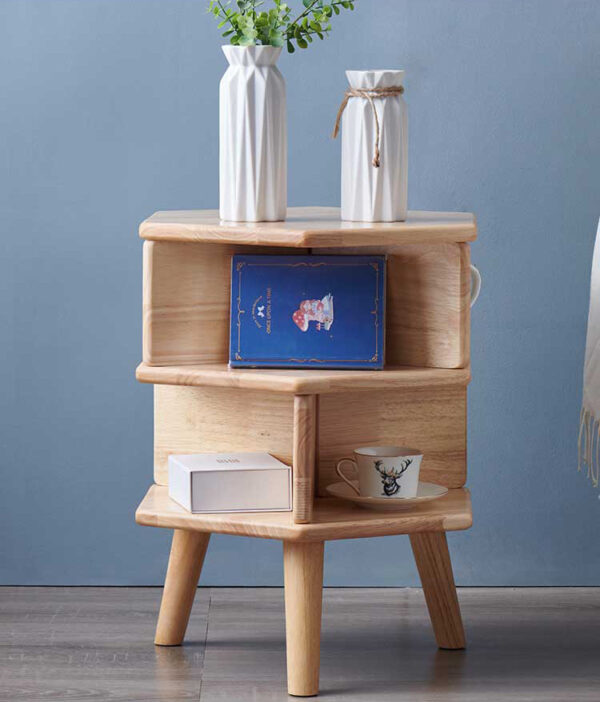 ขาย โต๊ะข้างไม้ทรงหกเหลี่ยม Wooden Hexagon Side Table
