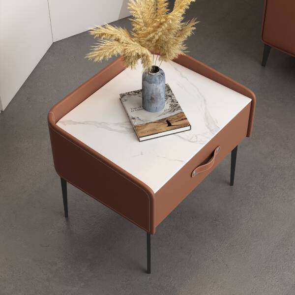 ขาย โต๊ะข้างเตียง Leather Side Table Cabinet