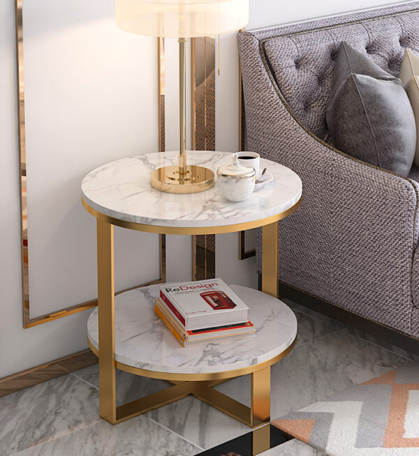 ขาย โต๊ะข้างหินอ่อน 2 Layers Round Side Table II