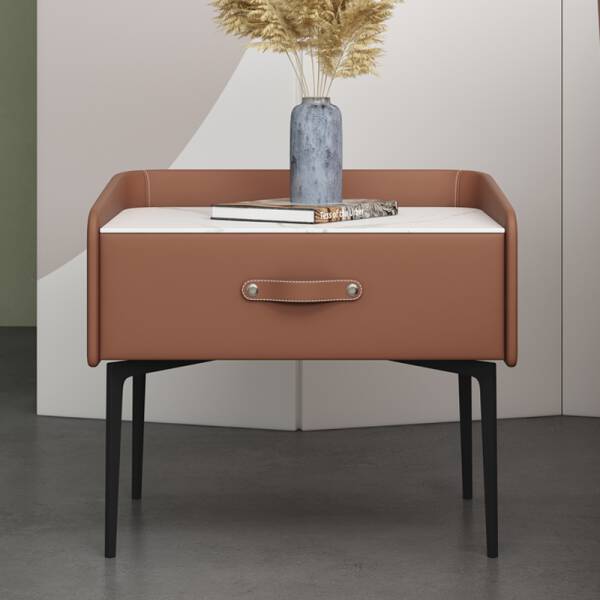 ขาย โต๊ะข้างเตียง Leather Side Table Cabinet