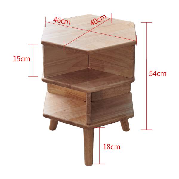 ขาย โต๊ะข้างไม้ทรงหกเหลี่ยม Wooden Hexagon Side Table