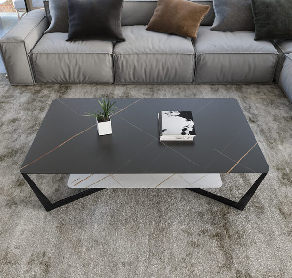 ขาย โต๊ะกลางลายหินอ่อนสองชั้น 2 Layers Rectangle Center Table