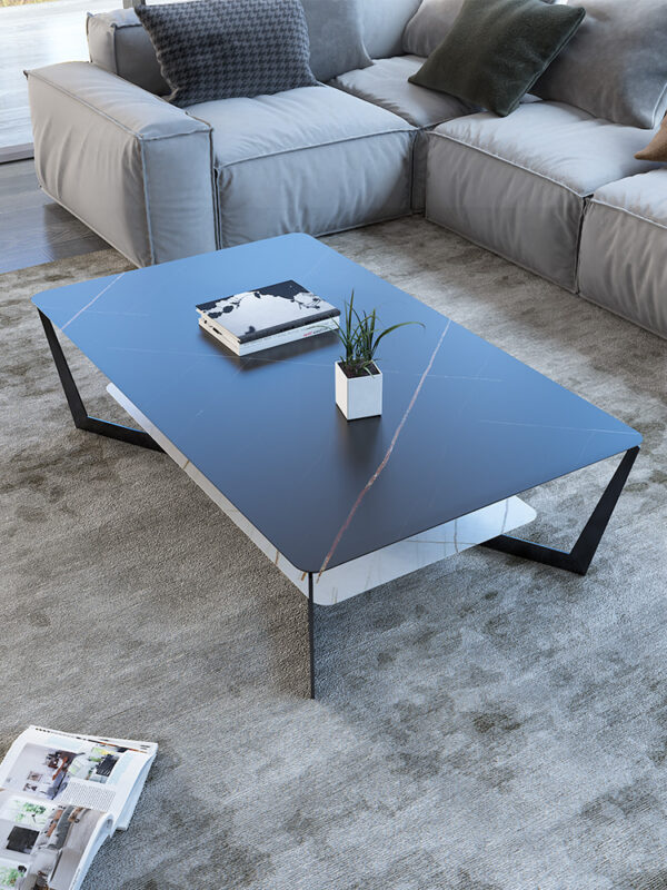 ขาย โต๊ะกลางลายหินอ่อนสองชั้น 2 Layers Rectangle Center Table
