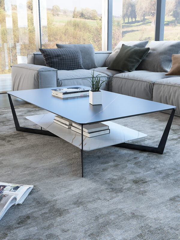 ขาย โต๊ะกลางลายหินอ่อนสองชั้น 2 Layers Rectangle Center Table