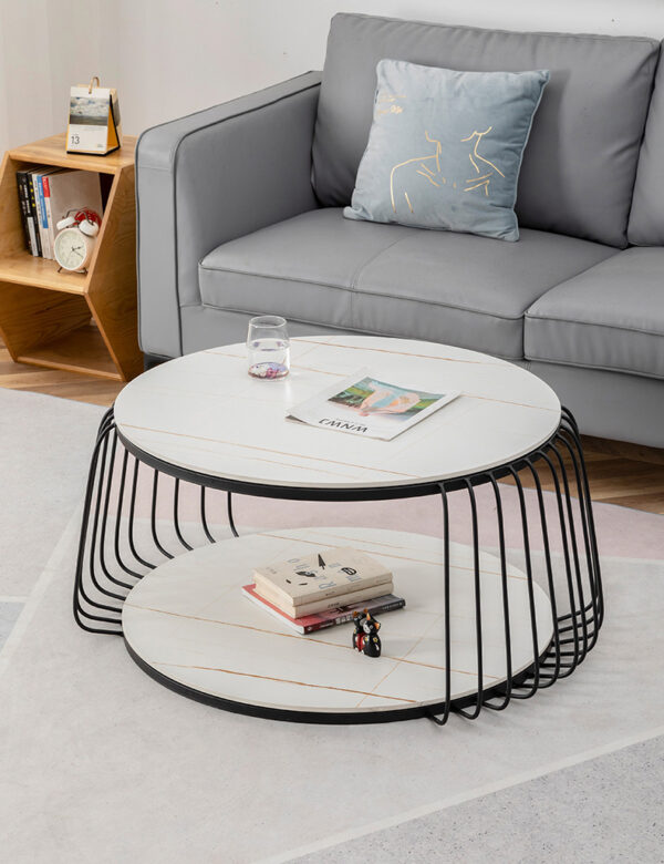 ขาย โต๊ะกลางลายหินอ่อนสองชั้น 2 Layers Round Coffee Table