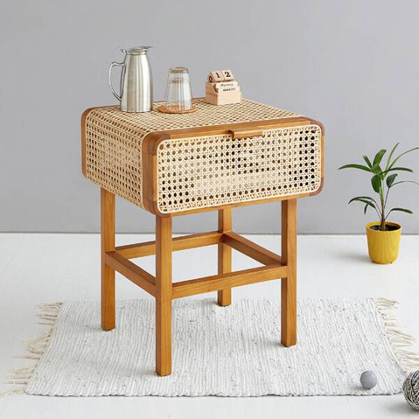 ขาย โต๊ะข้างไม้สาน Rattan Side Table III