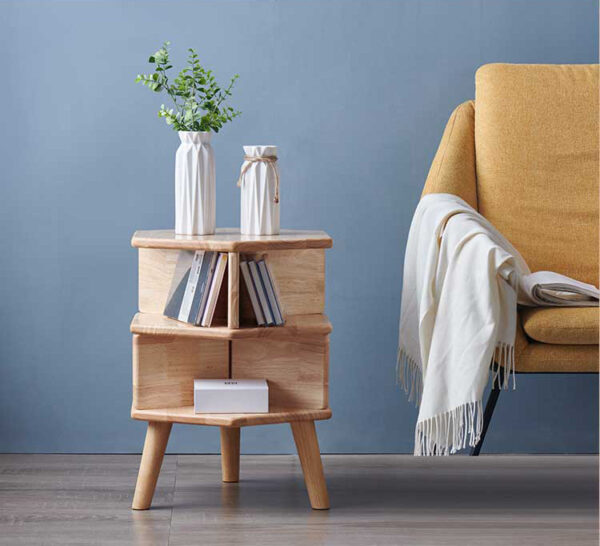 ขาย โต๊ะข้างไม้ทรงหกเหลี่ยม Wooden Hexagon Side Table