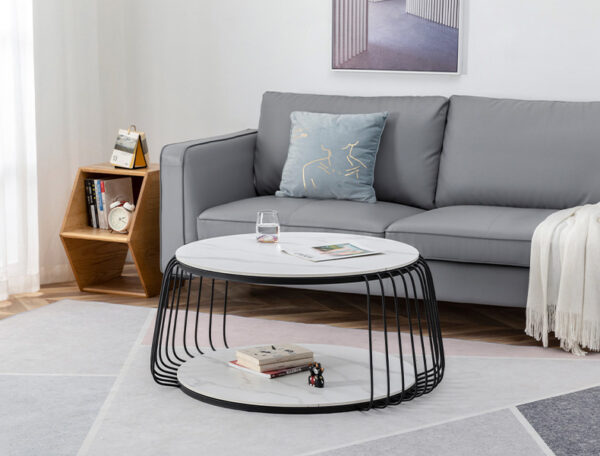 ขาย โต๊ะกลางลายหินอ่อนสองชั้น 2 Layers Round Coffee Table