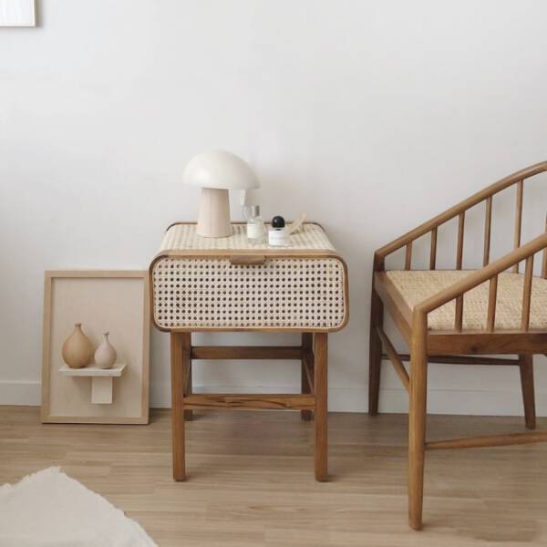 ขาย โต๊ะข้างไม้สาน Rattan Side Table III