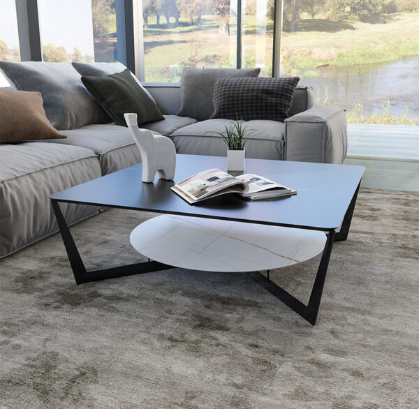 ขาย โต๊ะกลางลายหินอ่อนสองชั้น 2 Layers Square Center Table