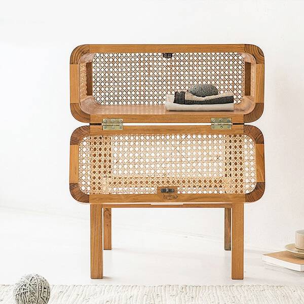 ขาย โต๊ะข้างไม้สาน Rattan Side Table III