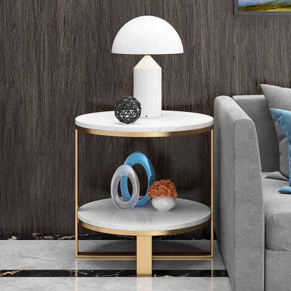ขาย โต๊ะข้างหินอ่อน 2 Layers Round Side Table II