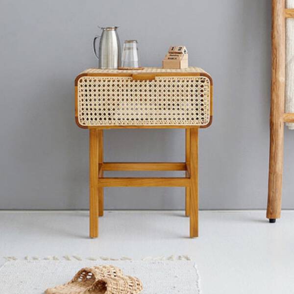ขาย โต๊ะข้างไม้สาน Rattan Side Table III