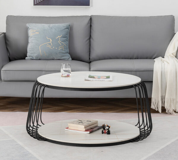 ขาย โต๊ะกลางลายหินอ่อนสองชั้น 2 Layers Round Coffee Table