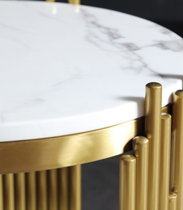 ขาย โต๊ะข้างเตียง โต๊ะข้างโซฟา ท็อปหินอ่อน ขาสแตนเลส Premium Luxury Side Table