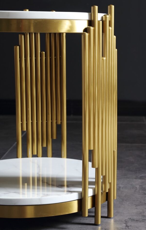 ขาย โต๊ะข้างเตียง โต๊ะข้างโซฟา ท็อปหินอ่อน ขาสแตนเลส Premium Luxury Side Table