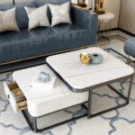 ขาย ชุดโต๊ะกลางพร้อมลิ้นชักเก็บของ Marble Coffee Table Set with Drawer Set