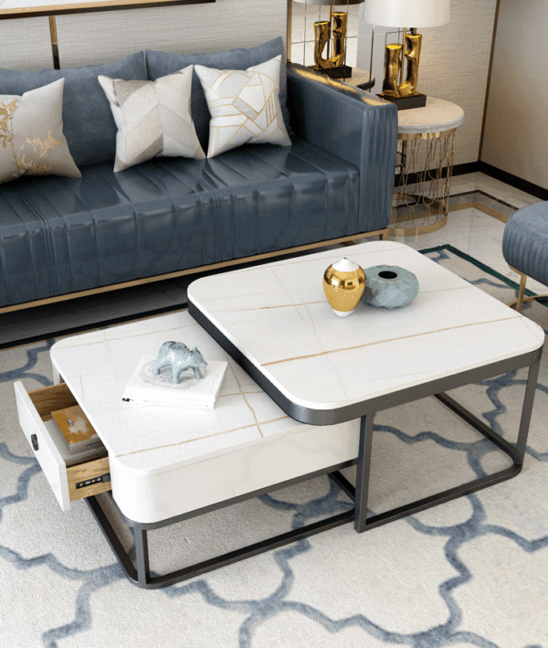 ขาย ชุดโต๊ะกลางพร้อมลิ้นชักเก็บของ Marble Coffee Table Set with Drawer Set