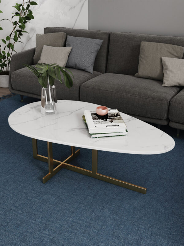 ขาย โต๊ะกลางท็อปหินอ่อนทรงรี Oval Marble Coffee Table III