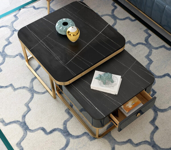 ขาย ชุดโต๊ะกลางพร้อมลิ้นชักเก็บของ Marble Coffee Table Set with Drawer Set