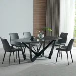 ขาย โต๊ะอาหารลายหินอ่อน Midnight Black Dining Table II